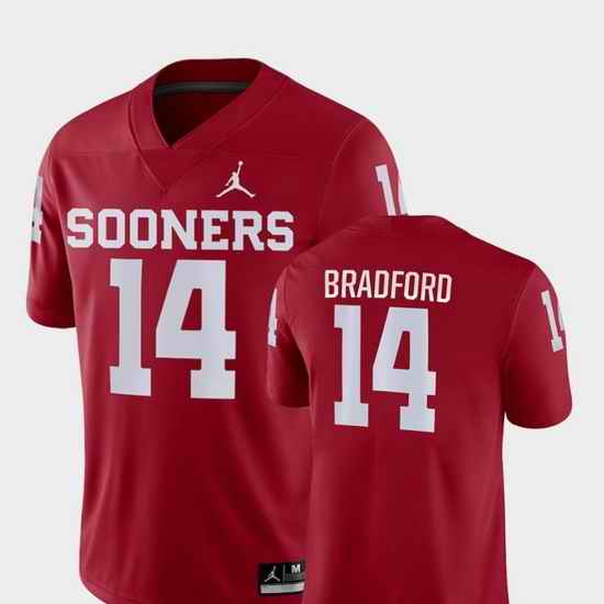 Men Oklahoma Sooners Sam Bradford 14 Crimson Game College Football Jersey